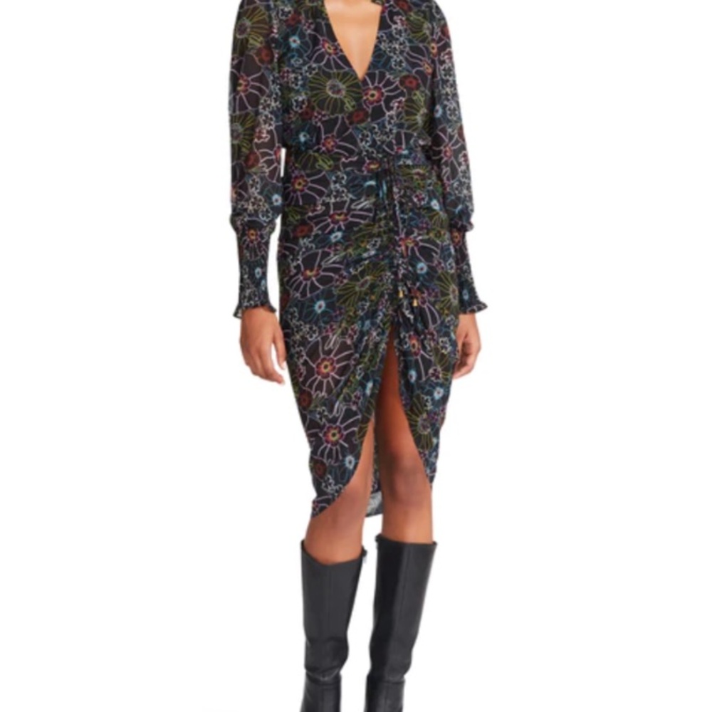 NWT Steve Madden Black Floral Long Sleeve Dress